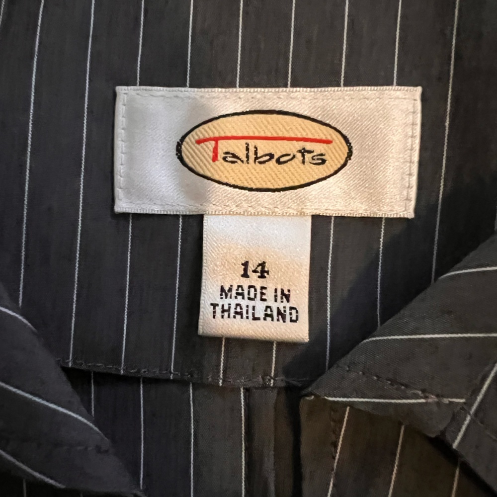 Talbots Gray Pinstripe Wrap Blouse - Picture 2 of 10